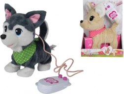 Cățeluș de pluș pe lesă, cu sunete și mers