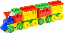 Trenuleț de construcție din plastic cu 3 vagoane