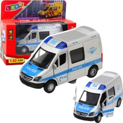 Mașină de poliție metalică 1:32 cu mecanism pull back, lumini și sunete