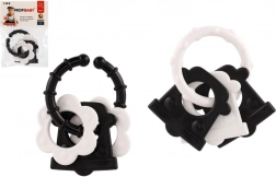 Jucării de dentiție pentru bebeluși – forme alb-negru, zornăitoare și mâner