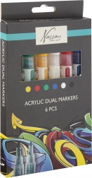 Markere acrilice cu două capete NASSAU FINE ART, 6 culori