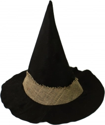 pălărie de vrăjitoare pentru adulți cu brâu din iută