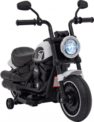 Motocicletă electrică pentru copii Chopper Faster cu radio FM, panou audio și LED – Alb