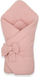 Scutec muselin pentru înfășat cu șnururi New Baby, roz vintage
