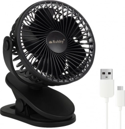 Ventilator de birou wireless Ruhhy cu USB-C și clemă - negru