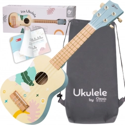 ukulele din lemn pentru copii albastru Classic World