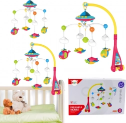 Carusel pentru pătuț copii UFO cu avioane și proiector