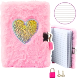 Jurnal plusat cu încuietoare, inimă roz A6, 80 de pagini