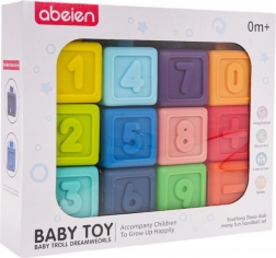 Set de cuburi senzoriale din cauciuc cu activități matematice (12 buc.)