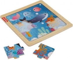 Puzzle din lemn Fisher-Price – ocean, 9 piese