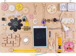 Tablă senzorială din lemn busy board 75 × 50 cm