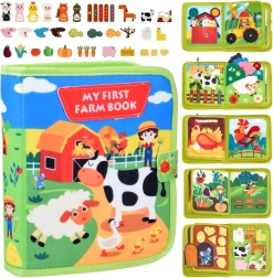 Quiet book senzorială din fetru – fermă cu elemente pe arici