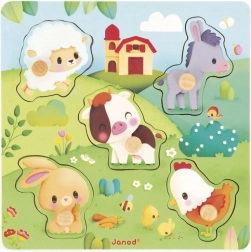 Janod puzzle senzorial din lemn cu animale