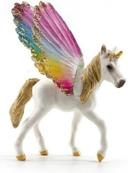 Figurină unicorn cu aripi curcubeu 9 cm