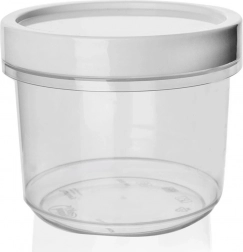 Cutie alimentară rotundă din plastic, cu garnitură și capac cu filet, 940 ml