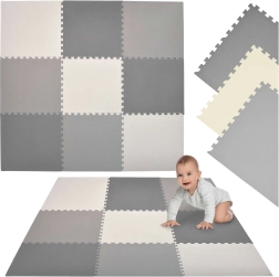 Covoraș puzzle din spumă Humbi XXL 180 × 180 cm gri-crem