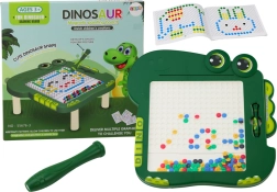Tablă educativă magnetică Dinosaurus - Verde cu mărgele
