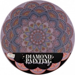 Pictură cu diamante Mandala Floare mov diametru 30 cm