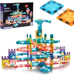Circuit magnetic cu bile LED – set de construcție 166 piese