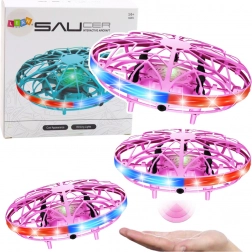 mini-dron UFO cu control prin gesturi și iluminare LED – roz