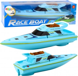 Barcă cu motor albastră pe baterii