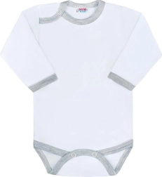 Body pentru bebeluși cu mânecă lungă și margine gri NEW BABY