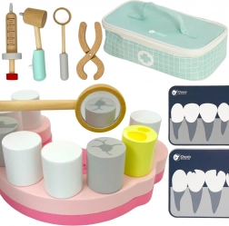 Classic World micul dentist – set din lemn în geantă, 18 piese