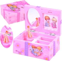 Cutie de bijuterii roz cu mecanism muzical pentru micuțe domnișoare