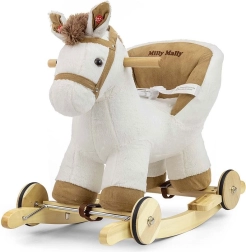 Căluț de pluș balansant și cu roți, cu scaun de siguranță MILLY MALLY Polly