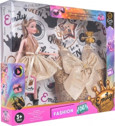 Păpușă cu poșetă pentru copii EMILY – rochie sclipitoare și accesorii