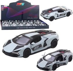 Mașinuță de curse metalică 1:32 cu mecanism de întoarcere și uși deschizabile – gri