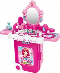 Troler cosmetic pentru copii cu măsuță 38 cm cu lumini și sunete