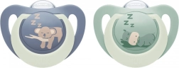 Suzetă NUK First Choice Night 6–18 luni, 2 buc, hipopotam/koala