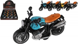 motocicletă din plastic 13 cm cu mecanism pull-back, lumină și sunet