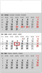 Calendar de perete trimestrial cu nume cehești 2026 gri