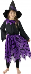 Costum de vrăjitoare pentru copii cu lilieci și pălărie