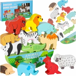 Joc de echilibru Montessori din lemn cu animale