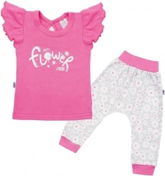 Set de bumbac pentru copii NEW BABY Happy Flower, roz închis