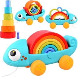 Cameleon curcubeu Montessori, puzzle de asamblat, 18 luni+