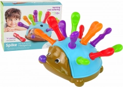 arici joc de sortare albastru cu țepi colorati