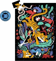 Puzzle tigru cu ochelari 3D, 50 piese