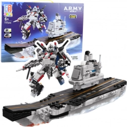 Set de construcție portavion și robot 2‑în‑1, 737 piese