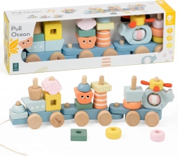 Trenuleț de tras din lemn Ocean CLASSIC WORLD – puzzle montessori