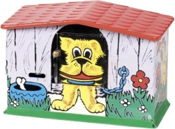 pușculiță din tablă cățel în căsuță