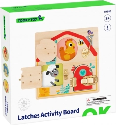 placă de activități din lemn cu încuietori