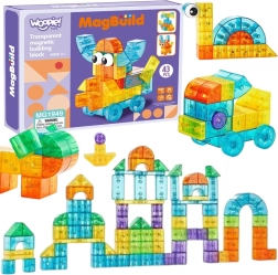 Set de construcție magnetic transparent Woopie, 43 de piese
