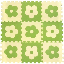 Saltea puzzle cu flori verde-bej