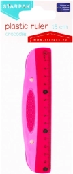Riglă roz din plastic, 15 cm