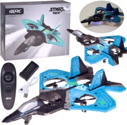 Dron RC Raptor cu rotoare de protecție și iluminare LED – albastru
