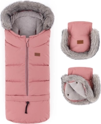 Petite&Mars set de iarnă: sac pentru cărucior Arctic 4v1 și mănuși pentru cărucior Furry old rose